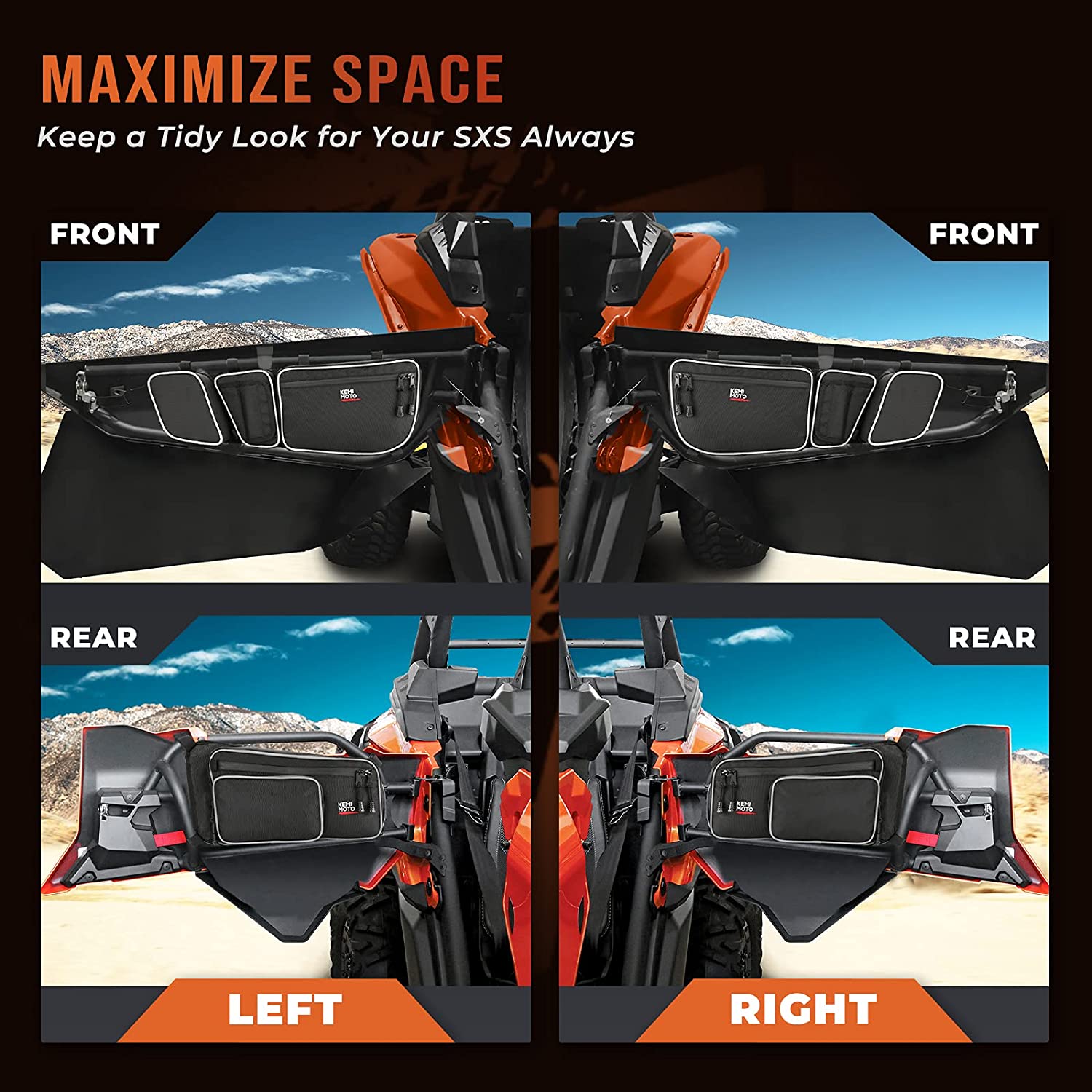 Photo of Rear Storage Bag & Door Bags for Can-Am Maverick X3 MAX by Kemimoto - Premium for UTVs / Side by Sides