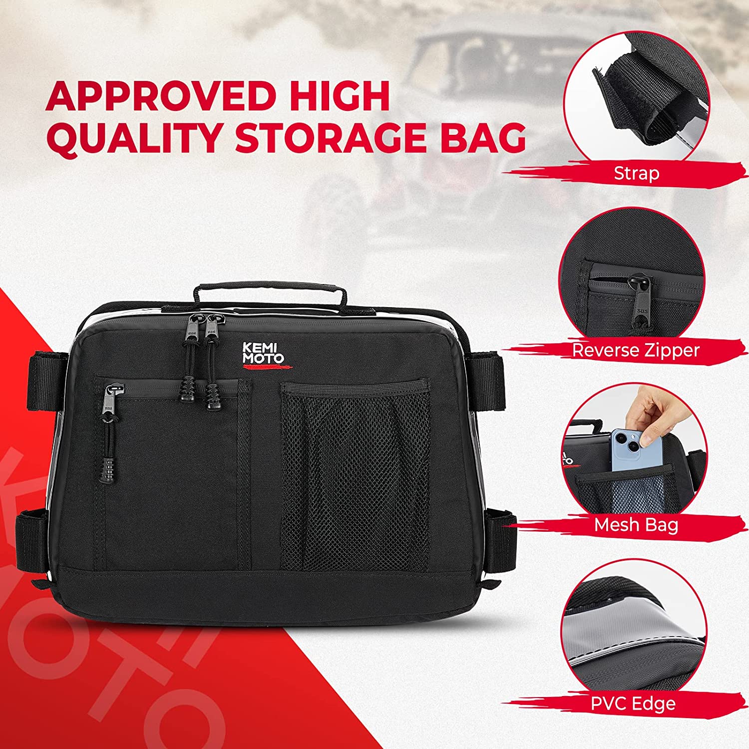 Photo of Rear & Roof Storage Bags for Can-Am Maverick X3 by Kemimoto - Premium for UTVs / Side by Sides