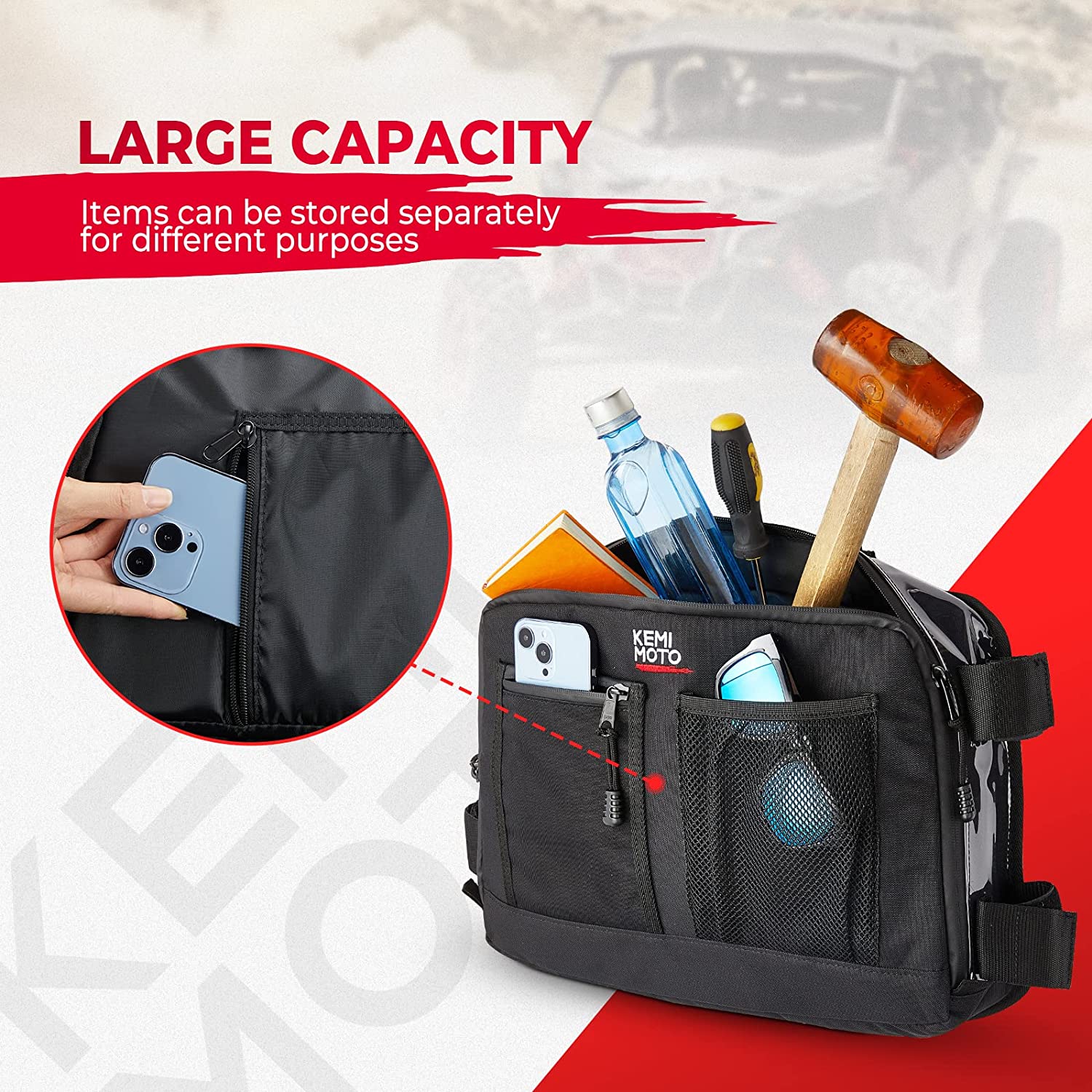 Photo of Rear & Roof Storage Bags for Can-Am Maverick X3 by Kemimoto - Premium for UTVs / Side by Sides