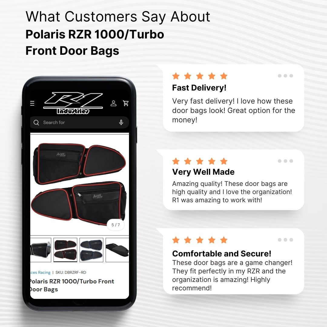 Photo of Polaris RZR 1000/Turbo Front Door Bags by Aces Racing - Premium Storage for UTVs / Side by Sides