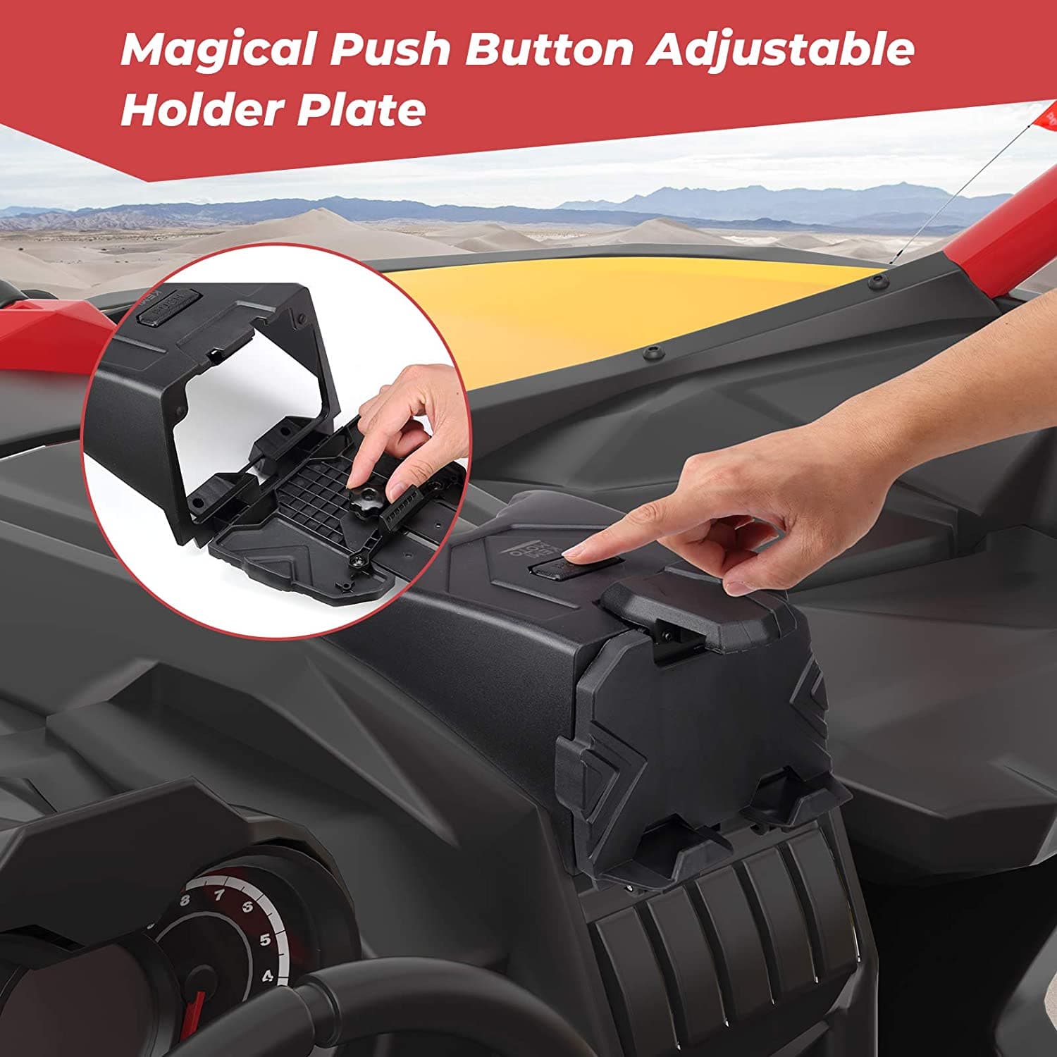 Photo of Tablet Holder With Storage Box for Can Am Maverick X3/Max by Kemimoto - Premium for UTVs / Side by Sides