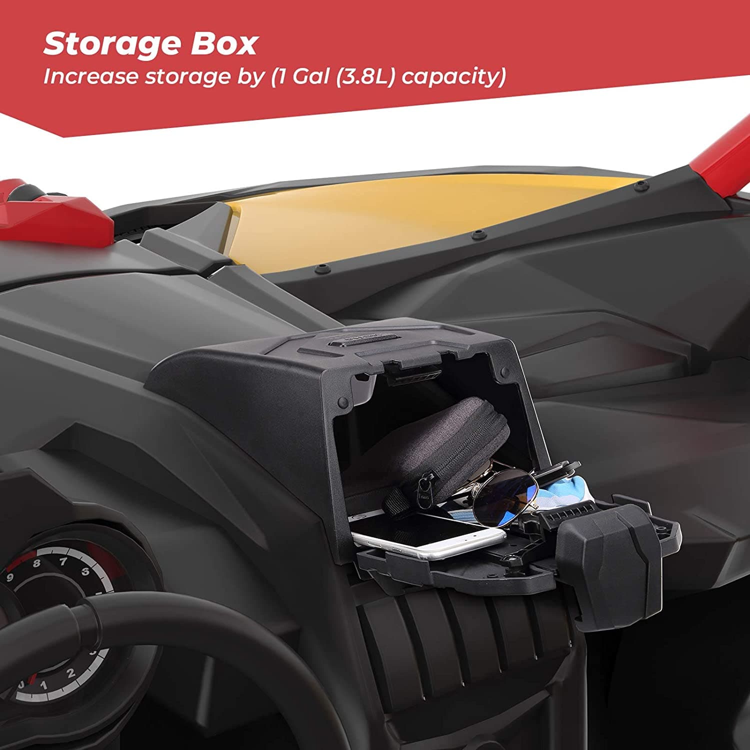 Photo of Tablet Holder With Storage Box for Can Am Maverick X3/Max by Kemimoto - Premium for UTVs / Side by Sides