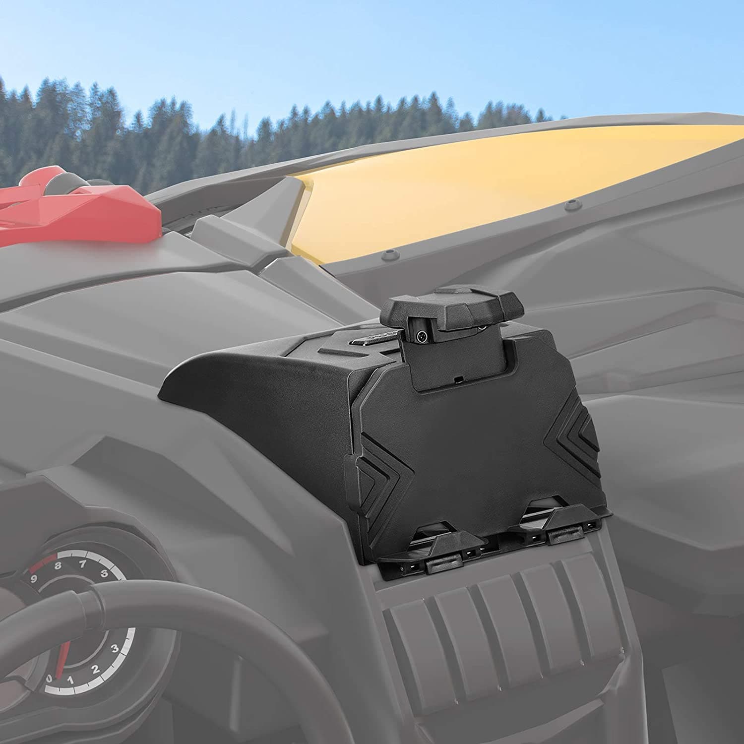Photo of Tablet Holder With Storage Box for Can Am Maverick X3/Max by Kemimoto - Premium for UTVs / Side by Sides