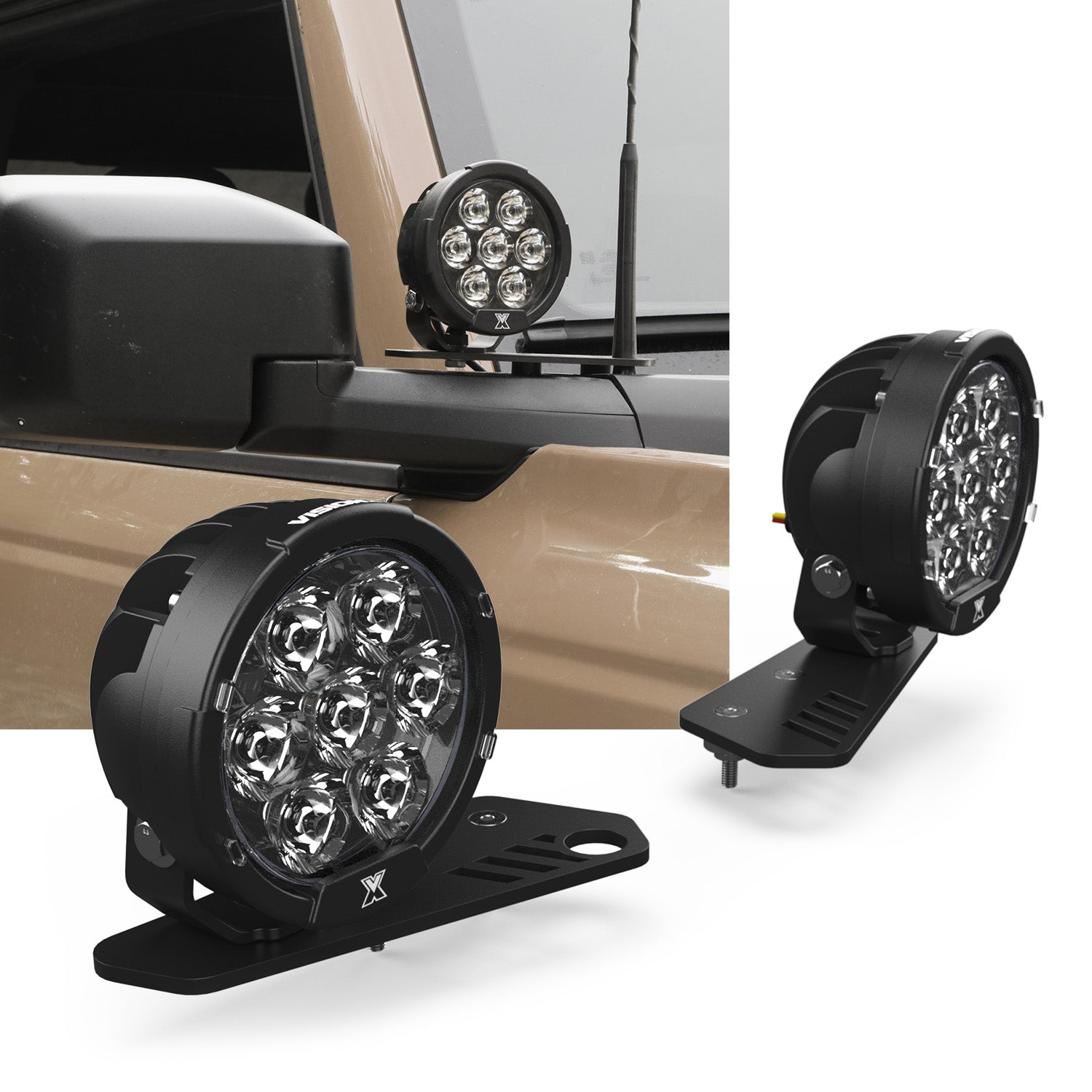 Photo of A Pillar LED Light Kit - Ford Bronco 2021 + by Vision X Off-Road - Premium Vehicle Specific Kit for UTVs / Side by Sides