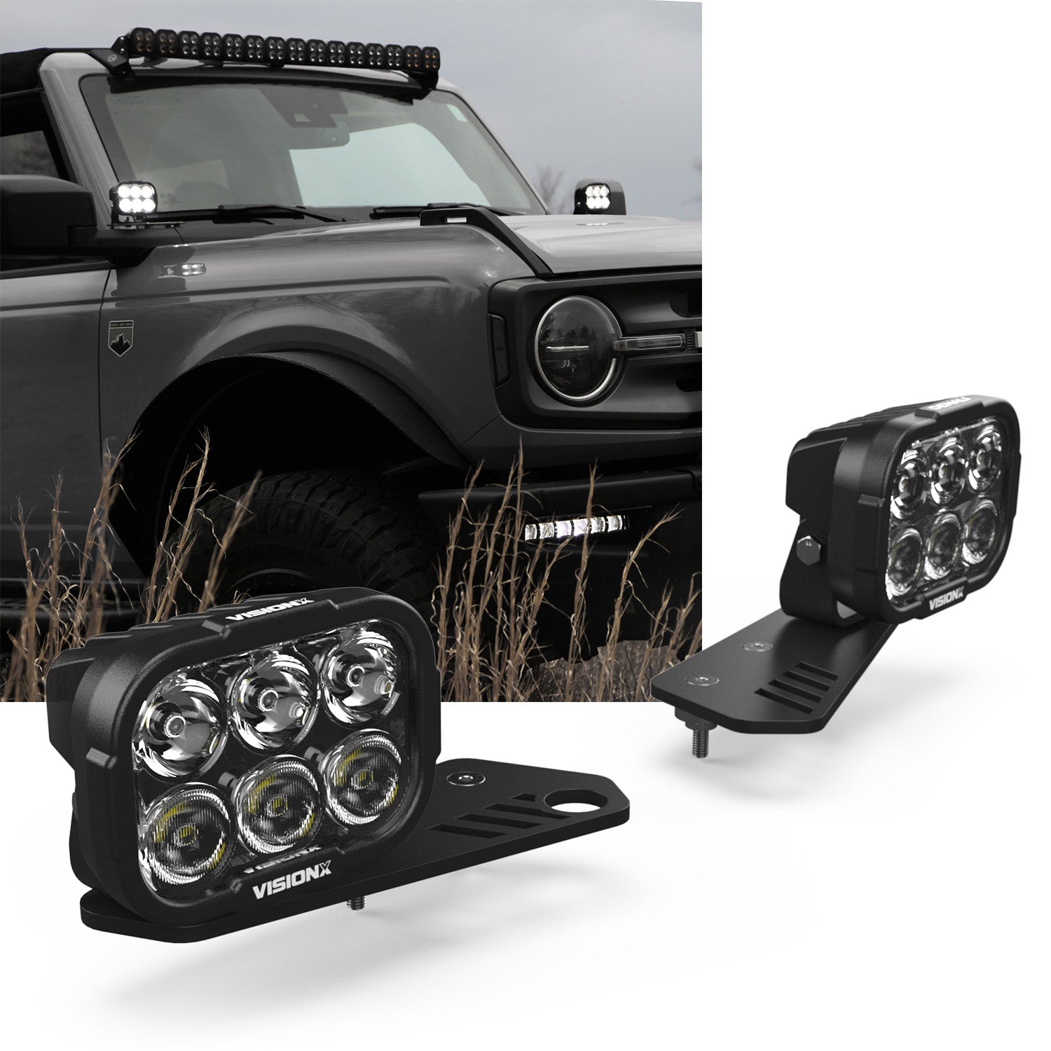Photo of A Pillar LED Light Kit - Ford Bronco 2021 + by Vision X Off-Road - Premium Vehicle Specific Kit for UTVs / Side by Sides