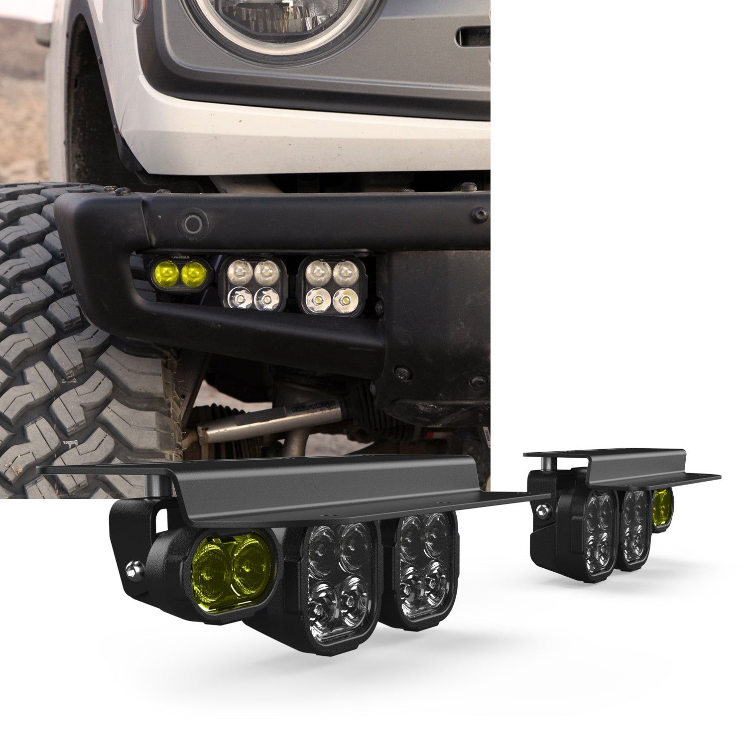 Photo of Fog Pocket LED Light Kit - Steel Bumper - Ford Bronco 2021 + by Vision X Off-Road - Premium Vehicle Specific Kit for UTVs / Side by Sides
