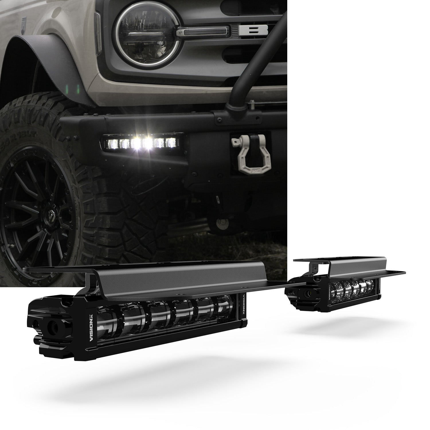 Photo of Fog Pocket LED Light Kit - Steel Bumper - Ford Bronco 2021 + by Vision X Off-Road - Premium Vehicle Specific Kit for UTVs / Side by Sides