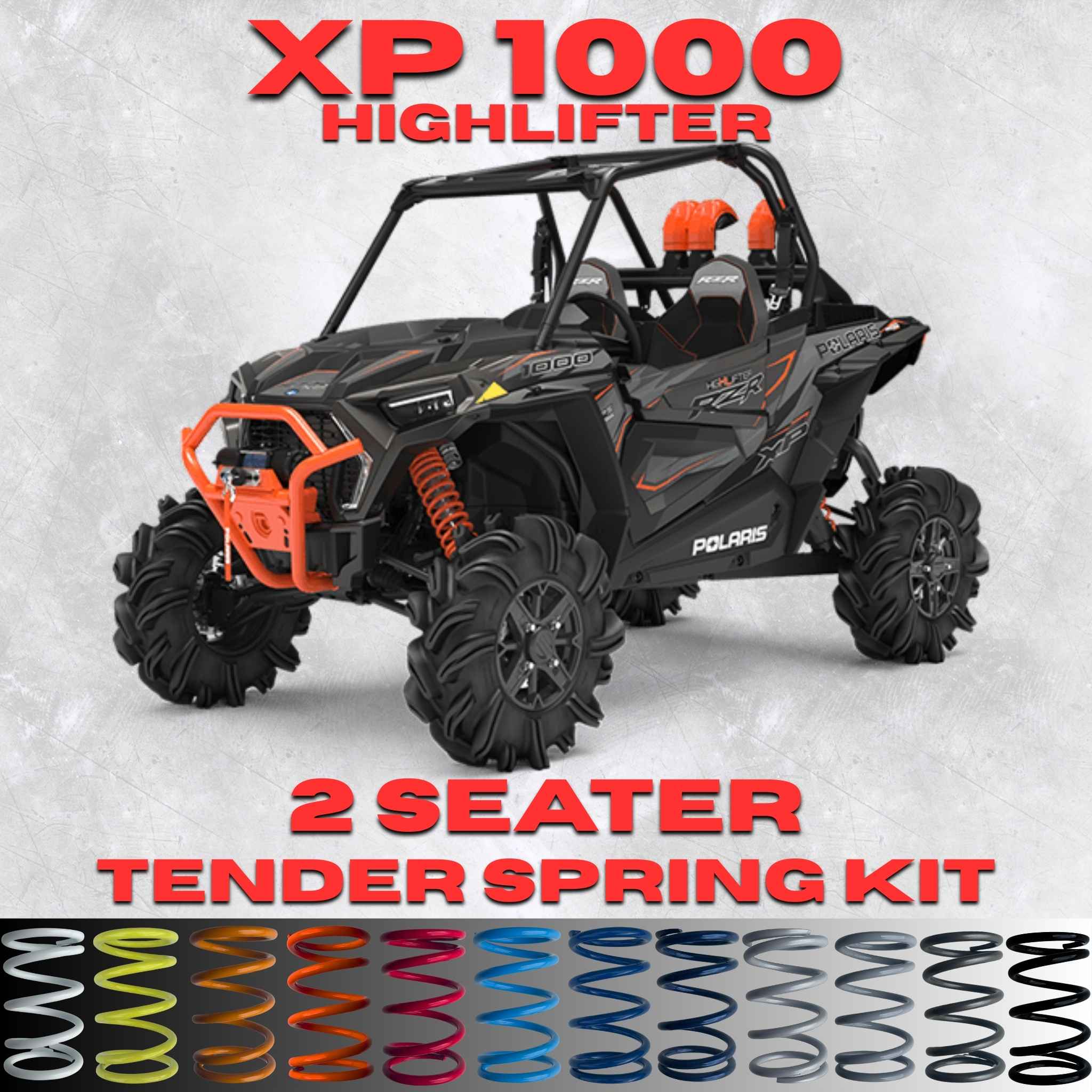 AllThingz UTV Polaris RZR XP 1000 Highlifter Tender Spring Kit - 2-3" Lift + 80% Better Ride (2014+)