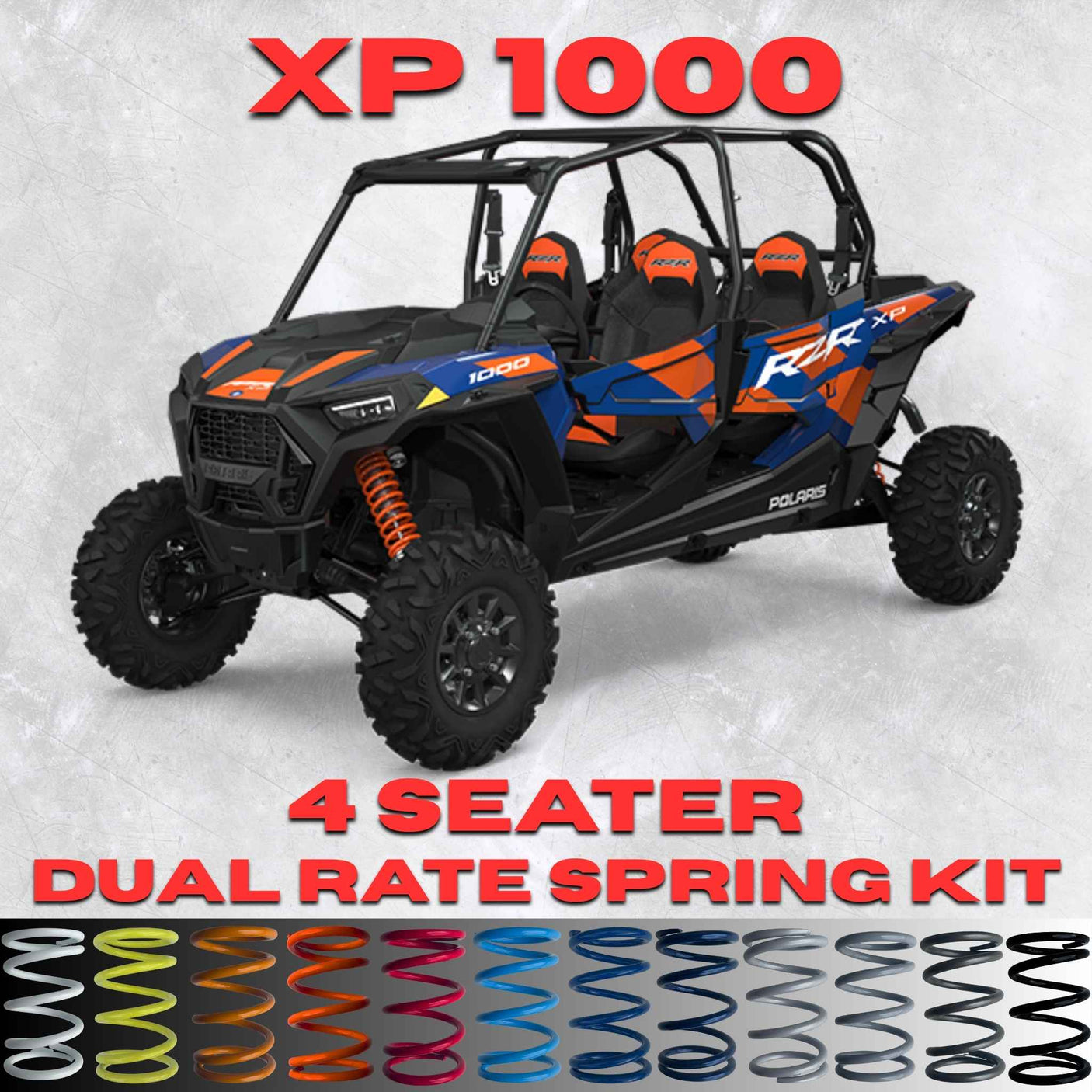 AllThingz UTV Polaris RZR XP 1000 4 Seater Dual Rate Spring Kit - 2-3" Lift + 80% Better Ride