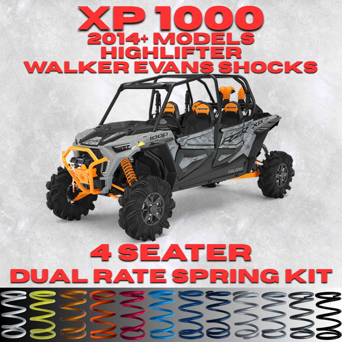 Polaris RZR XP 1000 Highlifter 4-Seater Dual Rate Spring Kit - Walker Evans Shocks (2014+)