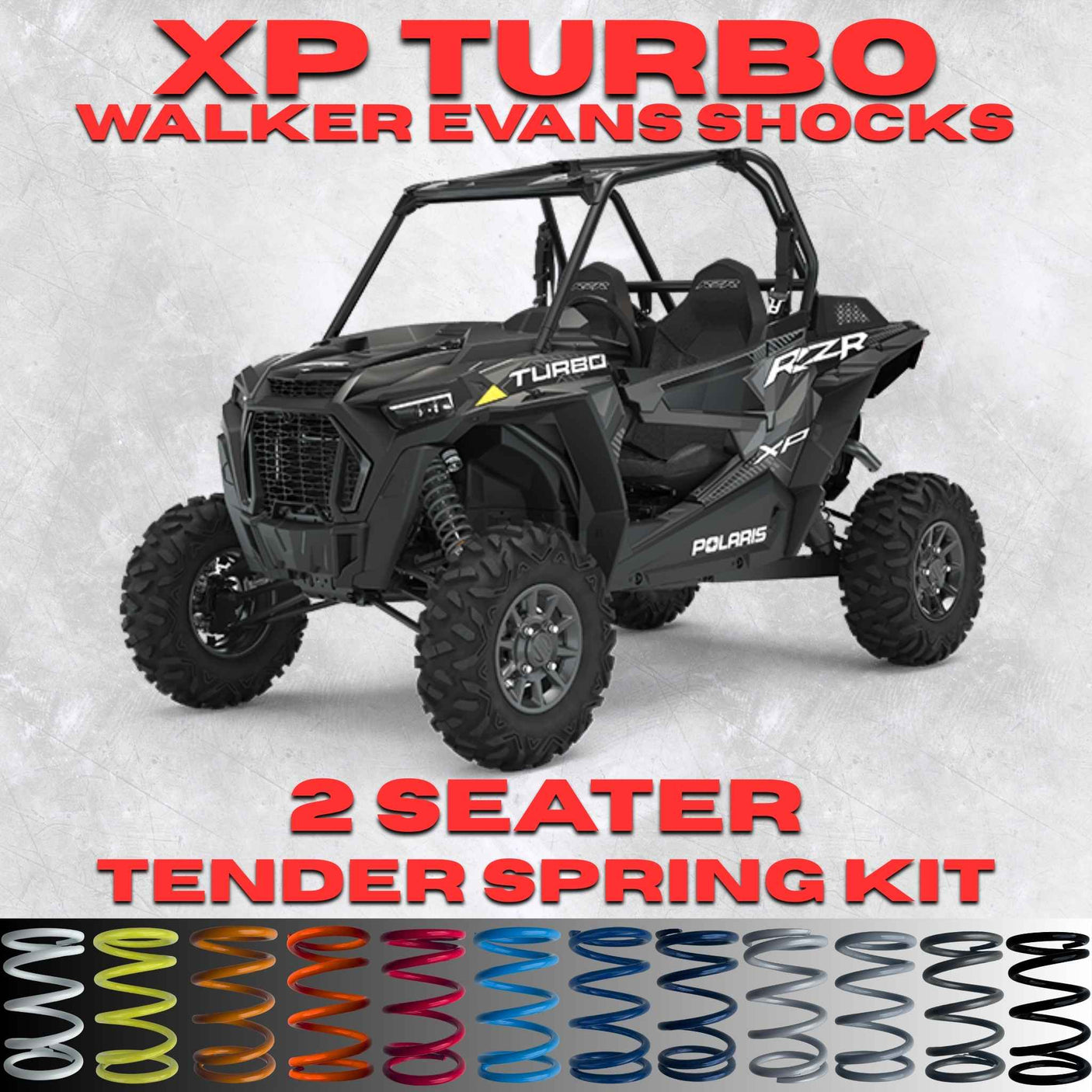 AllThingz UTV Polaris RZR XP Turbo 2 Seater Tender Spring Kit - 2-3" Lift + 80% Better Ride (Walker Evans Shocks)
