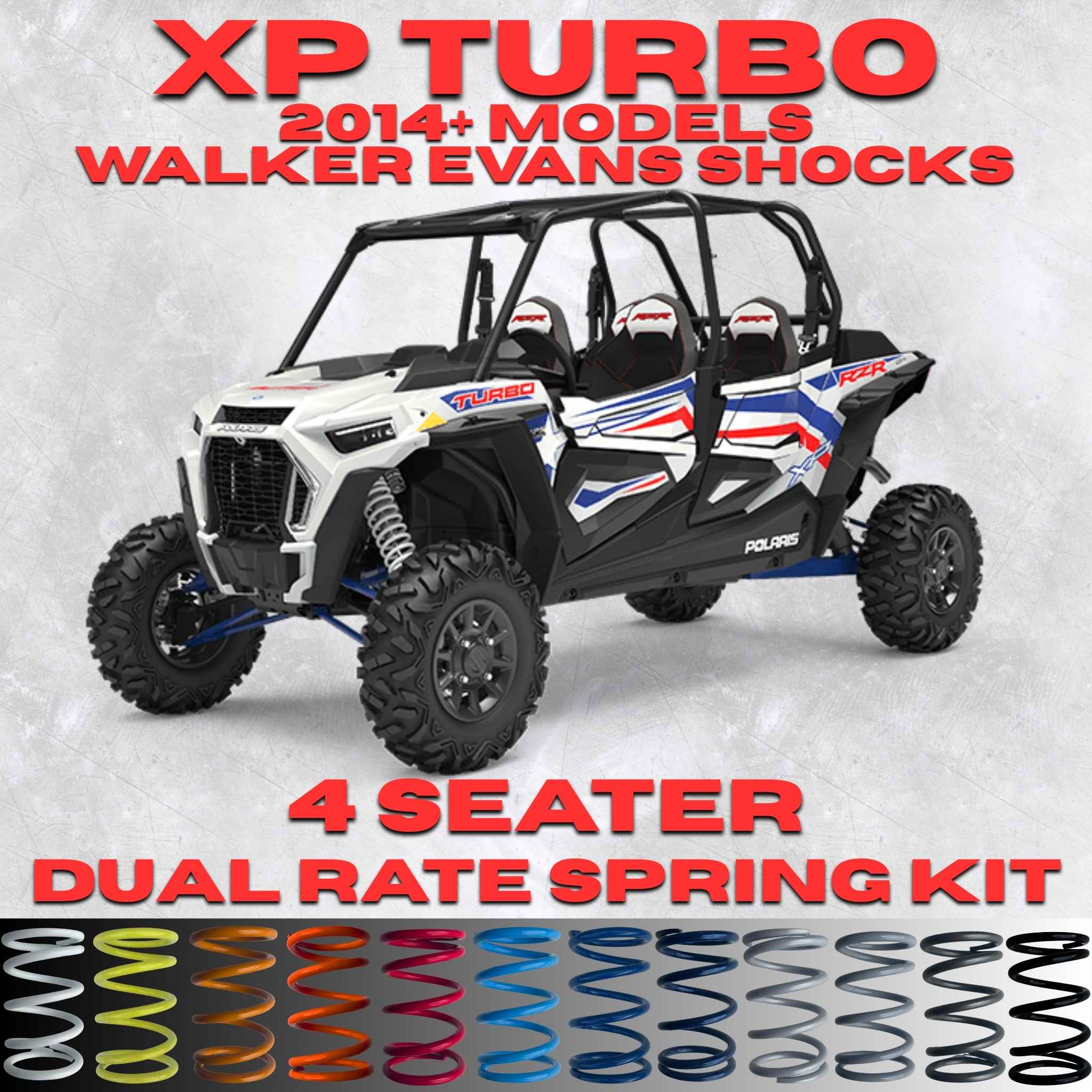 Polaris RZR XP Turbo 4 Seater Dual Rate Spring Kit - 80% Better Ride + 2-3 Inch Lift (2014+)
