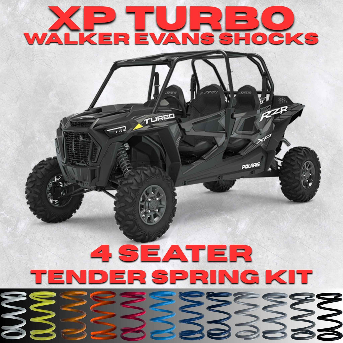 AllThingz UTV Polaris RZR XP Turbo 4 Seater Tender Spring Kit - 2-3" Lift + 80% Better Ride (Walker Evans Shocks)