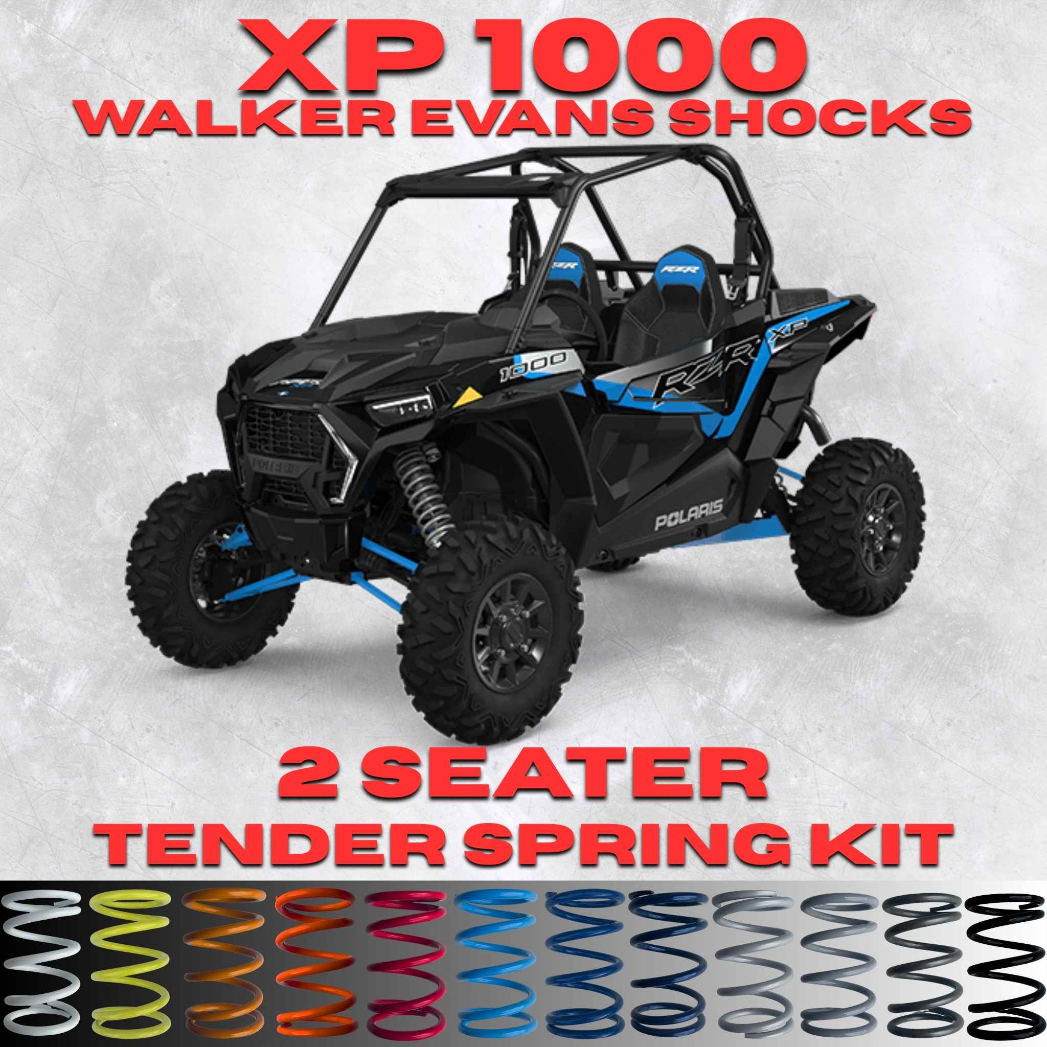 Polaris RZR XP 1000 2 Seater Tender Spring Kit - 80% Better Ride + 2-3" Lift (Walker Evans Shocks) - 2024