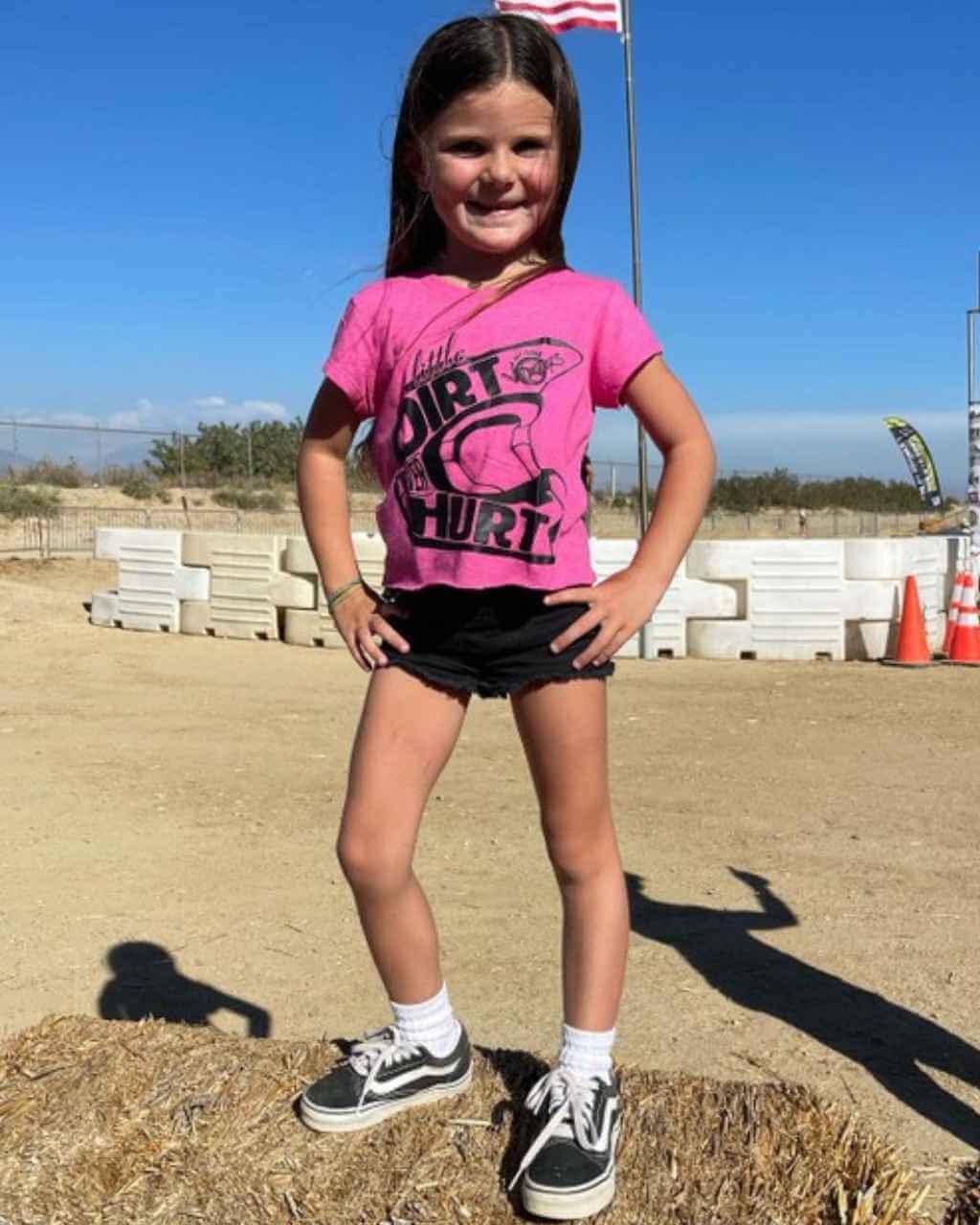 Photo of A Little Dirt Never Hurt Youth Tee Pink by OFF-ROAD VIXENS CLOTHING CO. - Premium Youth for UTVs / Side by Sides