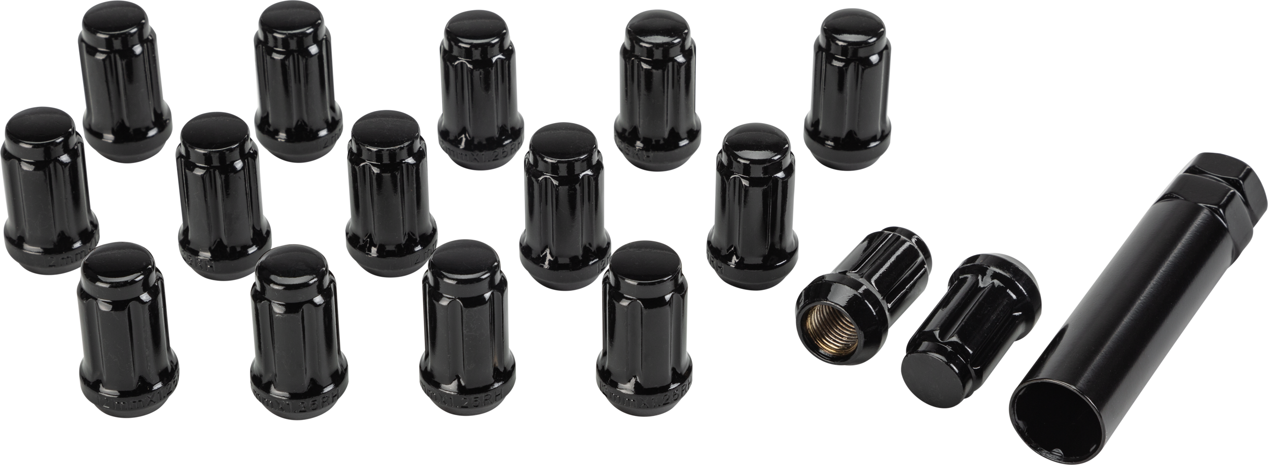 Photo of 16/PK 12MMX1.25 TAPERED LUG NUTS 60' SPLINED BLACK by SEDONA - Premium Wheel Components for UTVs / Side by Sides