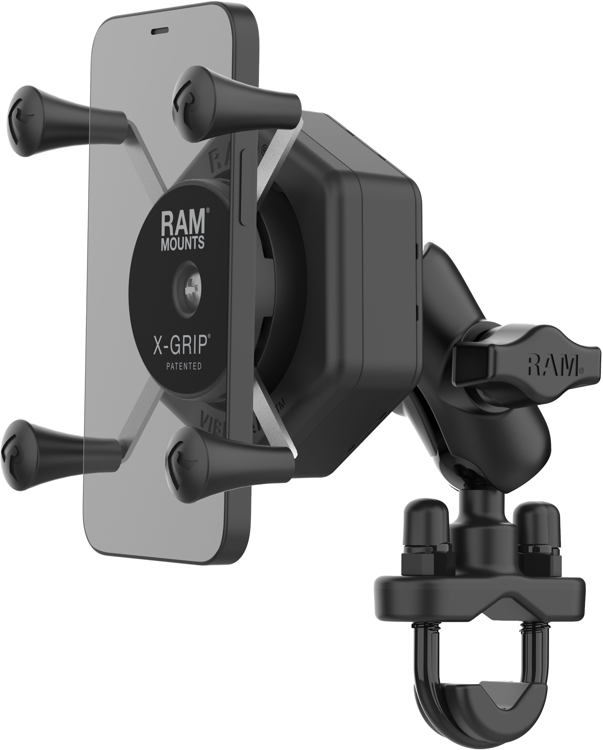 Photo of X-GRIP VIBE-SAFE PHONE MOUNT WITH U-BOLT BASE MEDIUM by RAM - Premium Accessories for UTVs / Side by Sides
