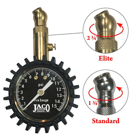 Photo of Elite® Low Pressure Tire Gauge - 15 PSI by JACO - Premium Tire Pressure Gauge for UTVs / Side by Sides