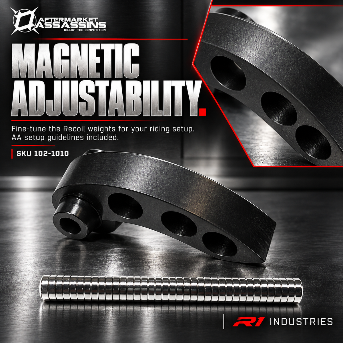 Recoil magnetic adjustable weight and magnet detail for General S2 kit 102-1010