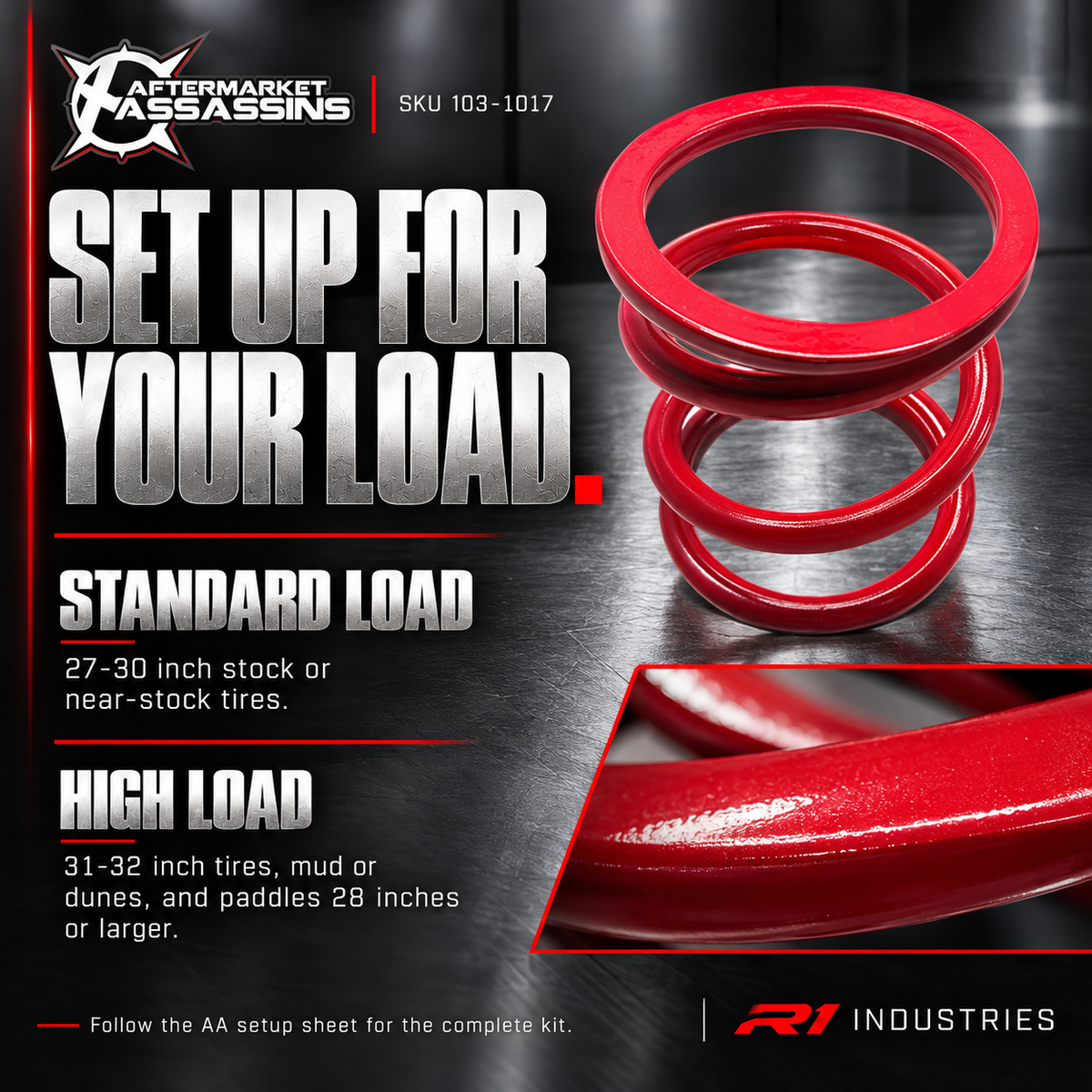 Primary spring detail and load setup options for Polaris General S3 clutch kit 103-1017