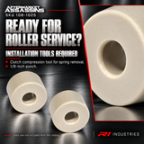 Required compression tool and 1/8-inch punch information for TIED roller 108-1025 service