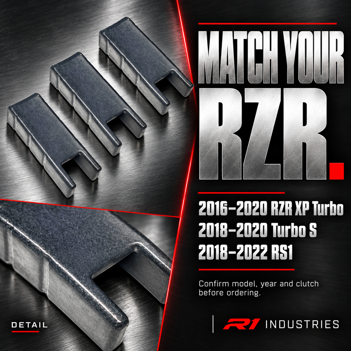 Secondary clutch slider compatibility for Polaris RZR XP Turbo, Turbo S and RS1