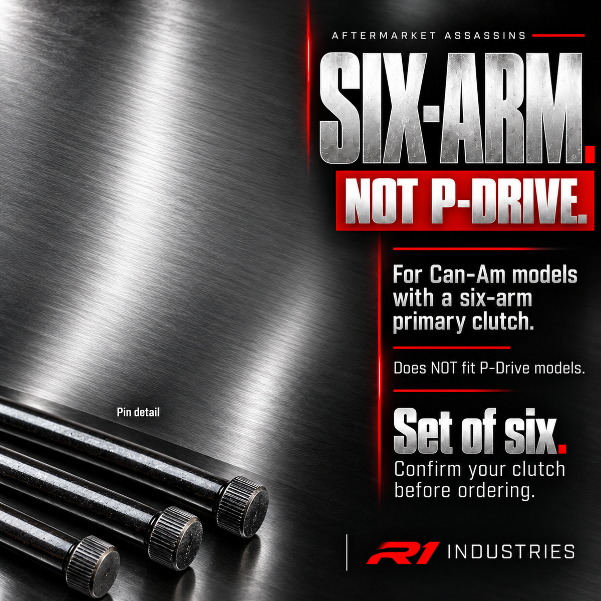 Can-Am six-arm primary clutch weight pin set compatibility guide, excludes P-Drive clutches