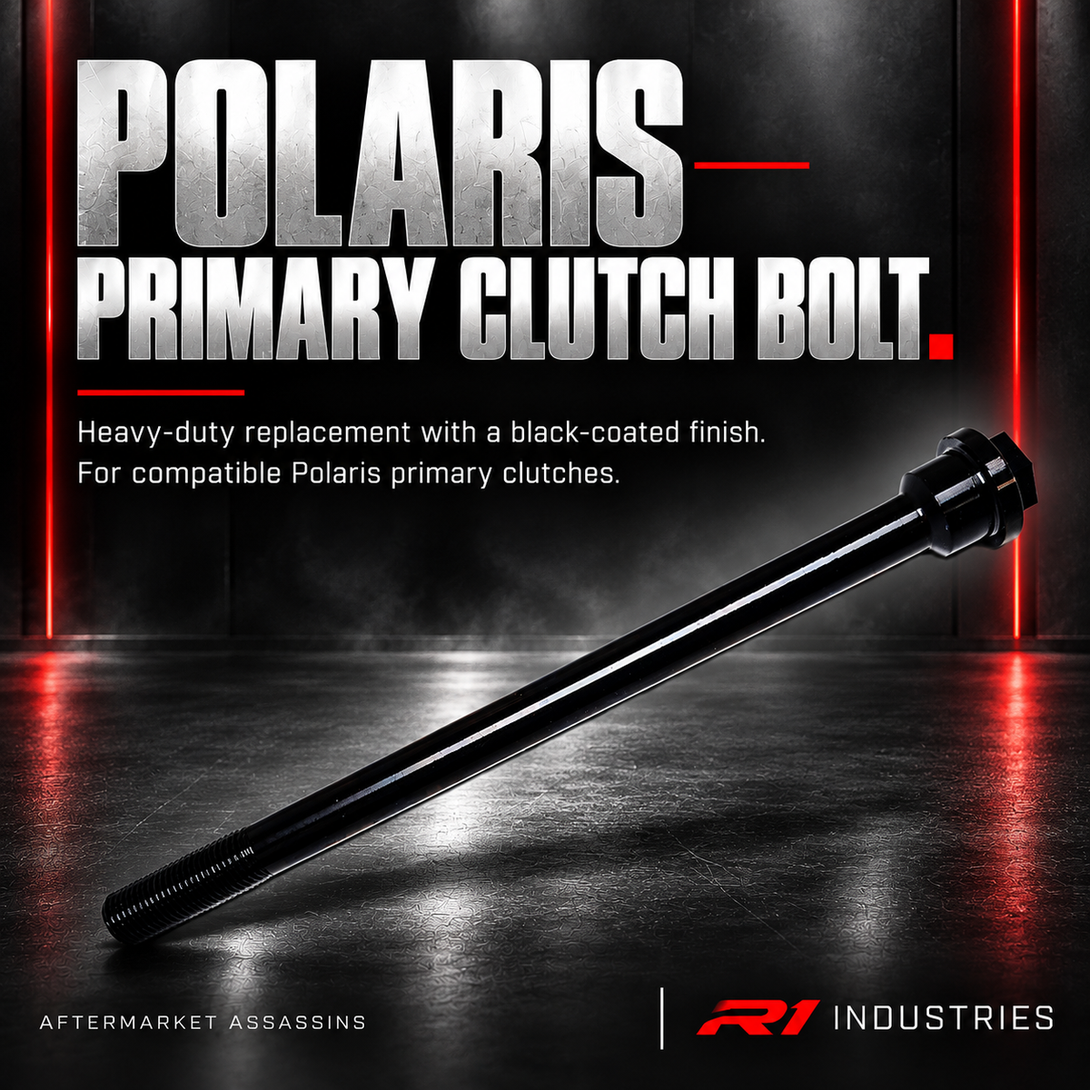 Polaris heavy-duty primary clutch bolt with black-coated finish