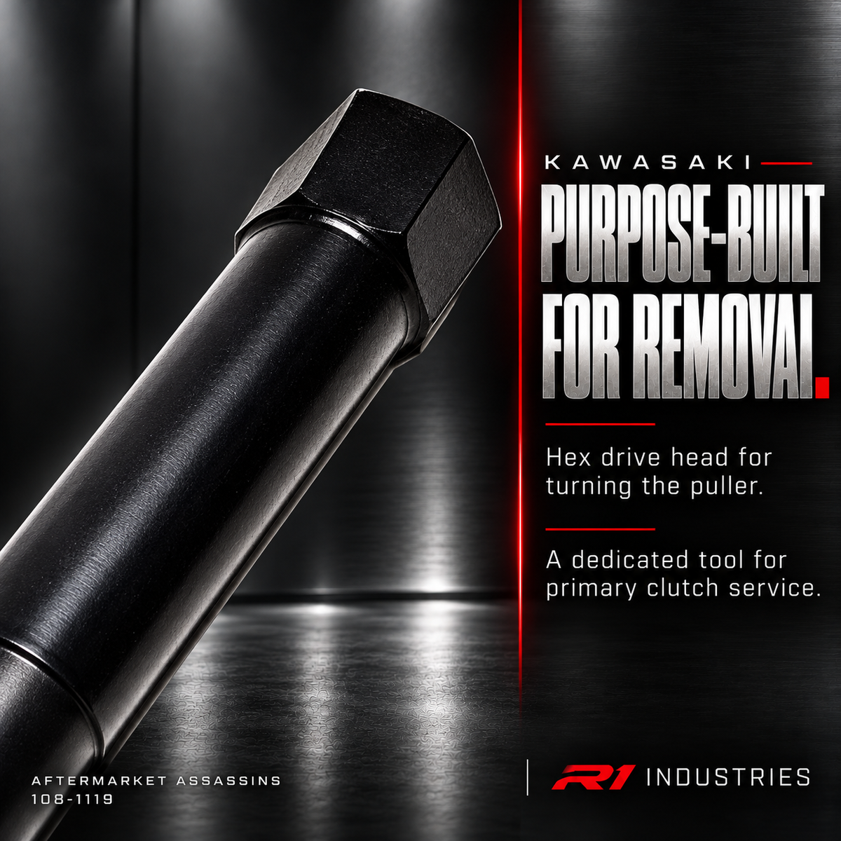 Hex drive head detail of Aftermarket Assassins 108-1119 primary clutch puller