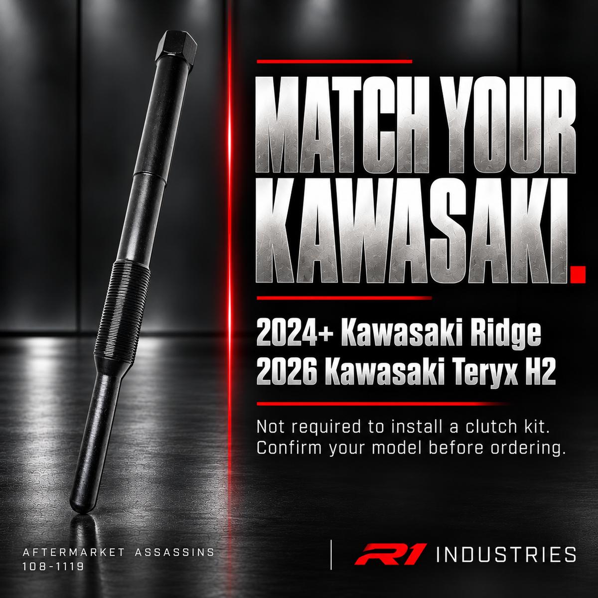Aftermarket Assassins 108-1119 puller fitment for 2024 and newer Kawasaki Ridge and 2026 Teryx H2