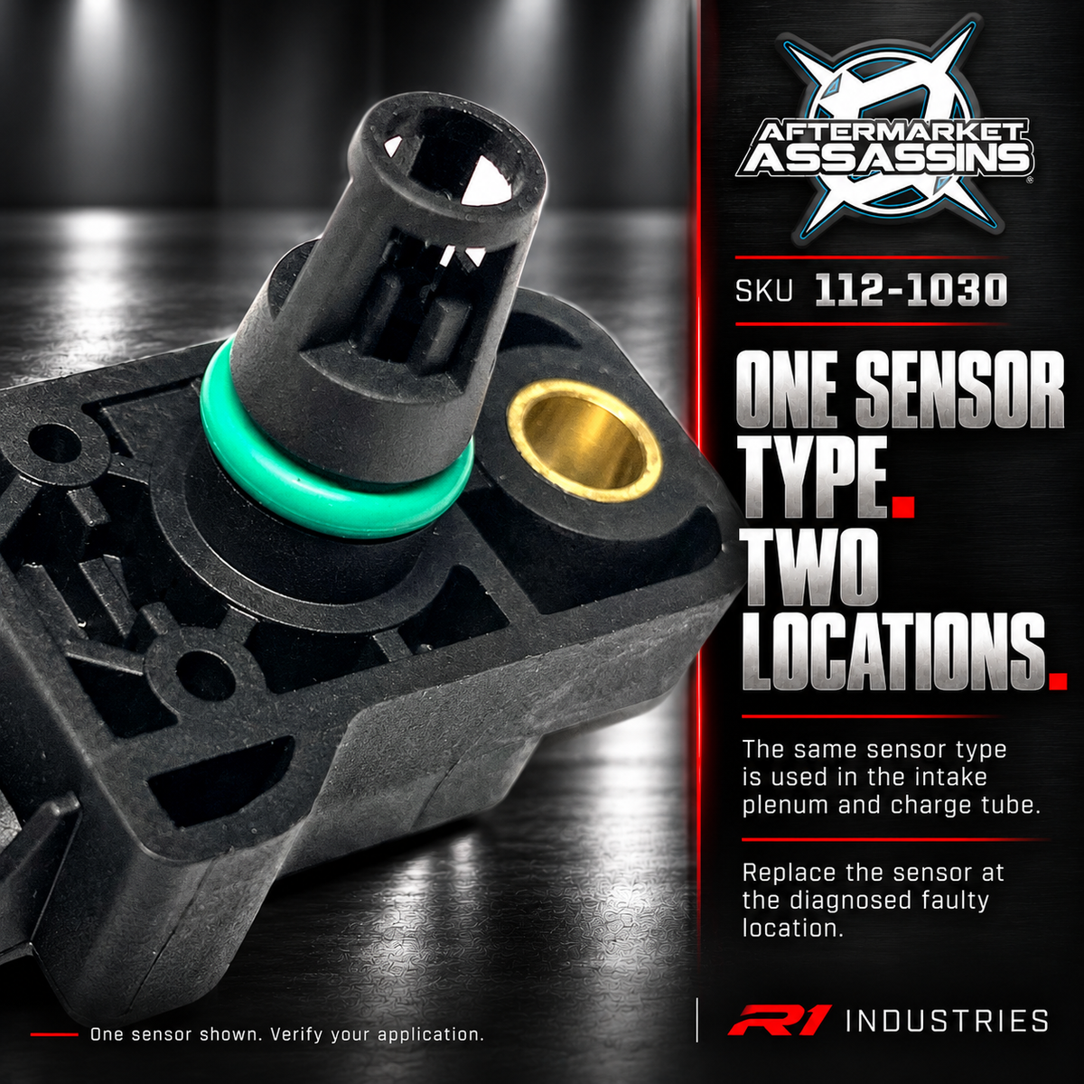 Close-up of the 112-1030 TMAP sensor probe, green seal and mounting eye