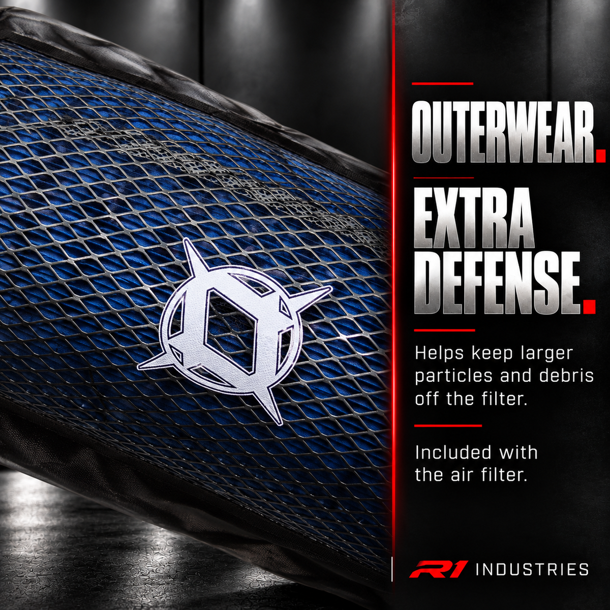 Mesh outerwear detail on Polaris RZR oil-free air filter