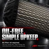 Can-Am oil-free filter fabric and mesh detail with maintenance guidance
