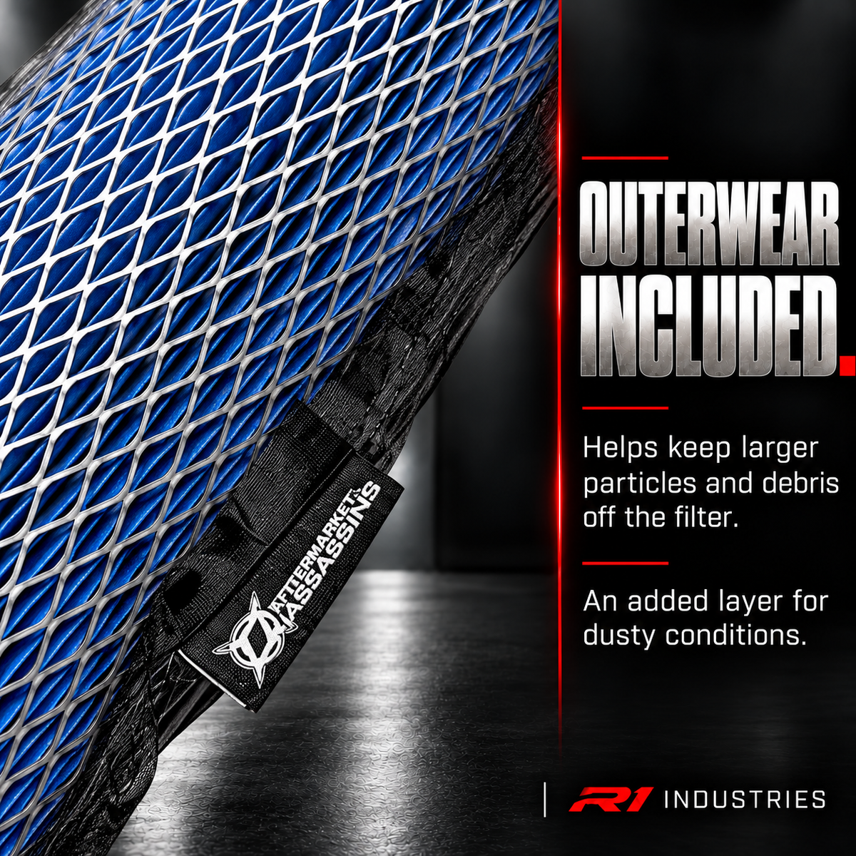 Outerwear seam and fabric tag detail on Xpedition air filter
