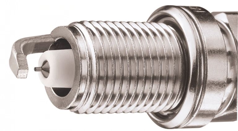 Fine-tip iridium spark plug electrode detail