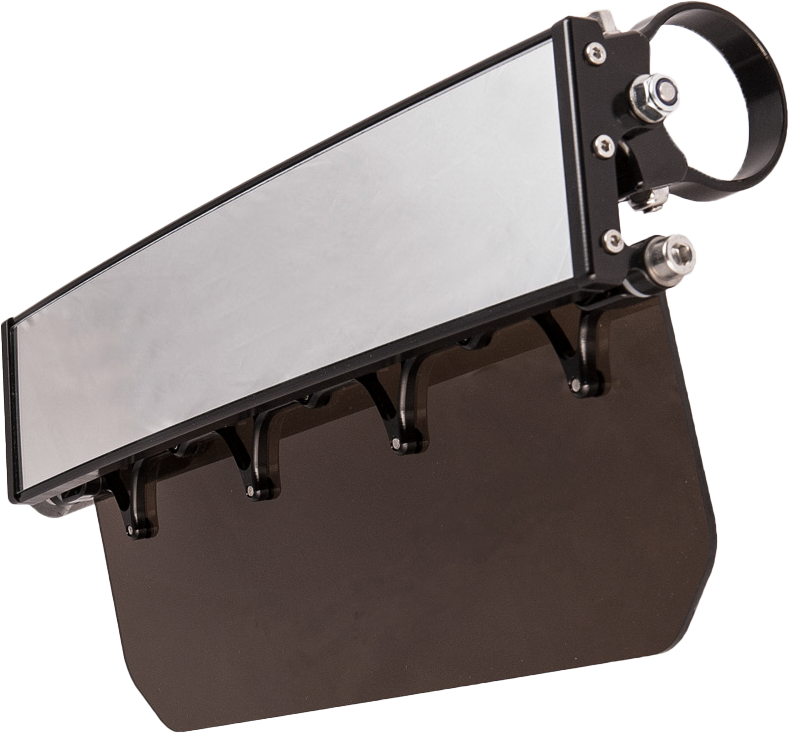 Photo of 12" PANO REARVIEW MIRROR BLACK W/TINTED SUN VISOR by AXIA - Premium Mirrors for UTVs / Side by Sides