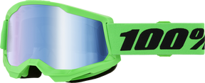 100% Strata 2 Goggles - Neon Green Blue Mirror Lens