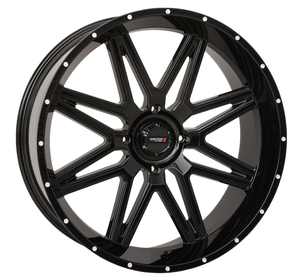 Photo of ST7 WHEEL 24X9 5+4 (0MM) 4/156 GLOSS BLACK by SYSTEM 3 - Premium Wheels for UTVs / Side by Sides