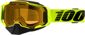 100% Armega Snowmobile Goggles - Neon Yellow Yellow Lens