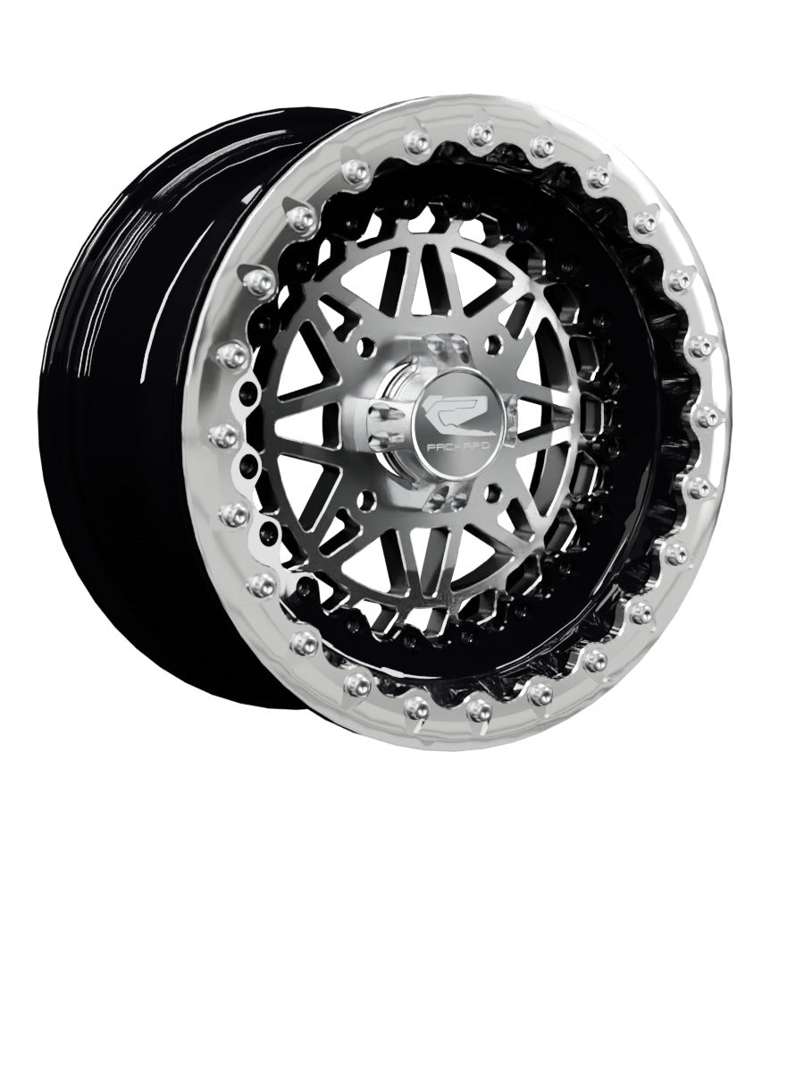 Manufacturer rendering — Packard Apollo Lightweight Sand Dune Beadlock Wheel — Silver / Black — 4x136/4x156 — 15x7 | 4x136 / Polished V.1 / No. Configuration reference, not a photograph.