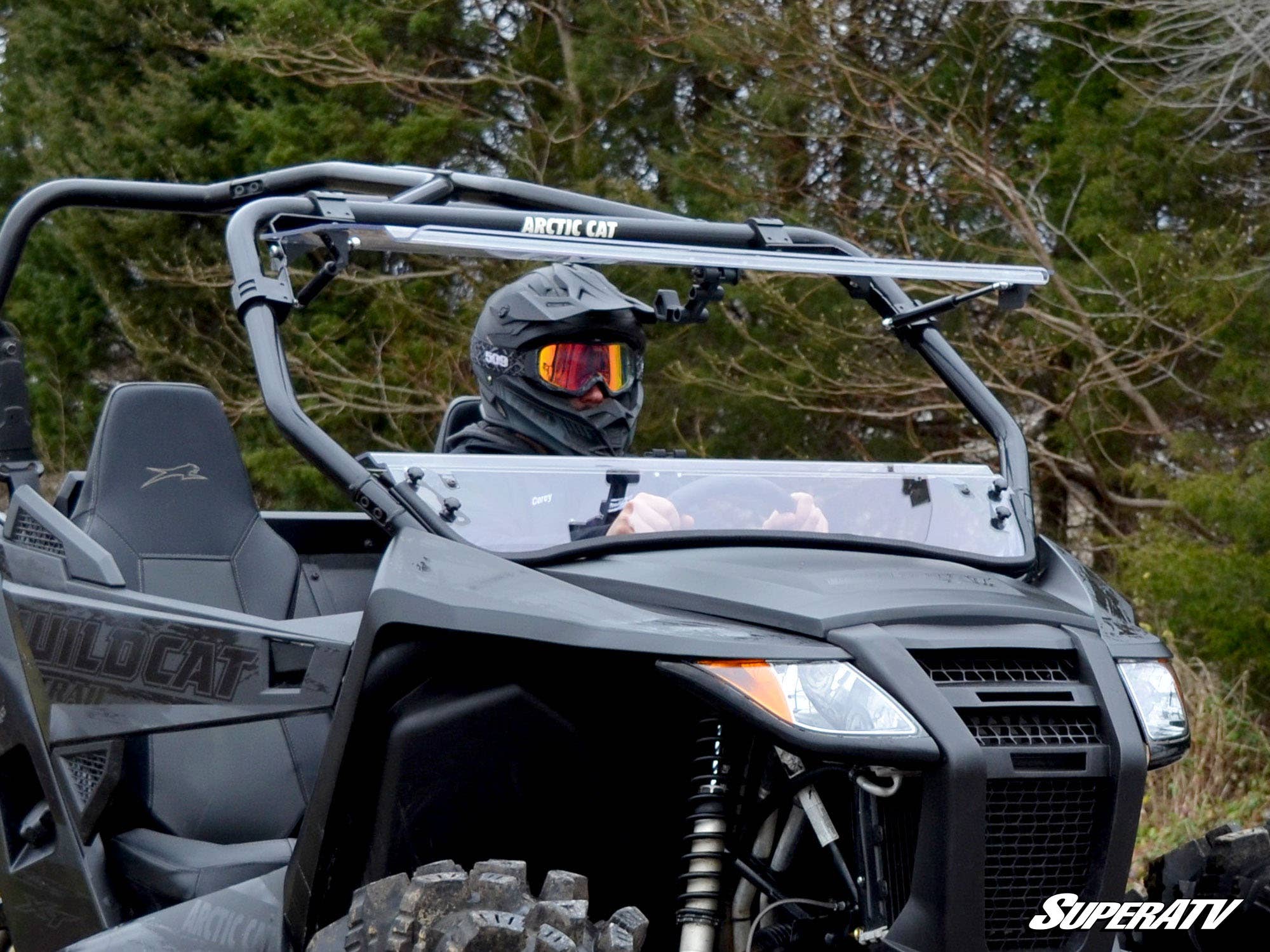 Photo of SuperATV Arctic Cat Wildcat Trail Scratch Resistant Flip Windshield by SuperATV - Premium Windshields for UTVs / Side by Sides