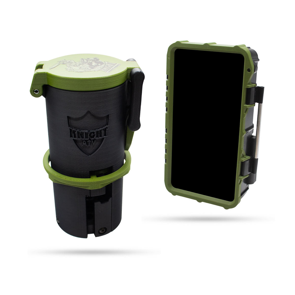 Photo of SafeBox phone holder & Knight Shield drink holder bundle by Knight ATV - Premium for UTVs / Side by Sides