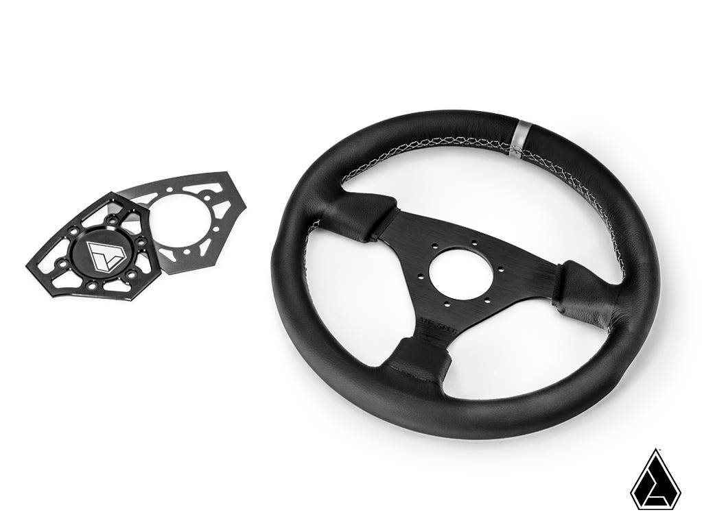 Assault Industries Universal Navigator Leather UTV Steering Wheel - Accent Plate Color - Gray