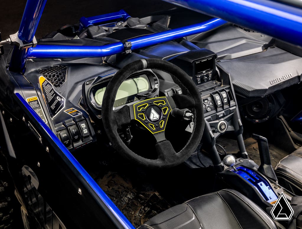 Assault Industries Universal Navigator Suede UTV Steering Wheel - Accent Plate Color - Lime Squeeze
