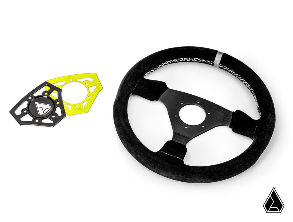Assault Industries Universal Navigator Suede UTV Steering Wheel - Accent Plate Color - Lime Squeeze