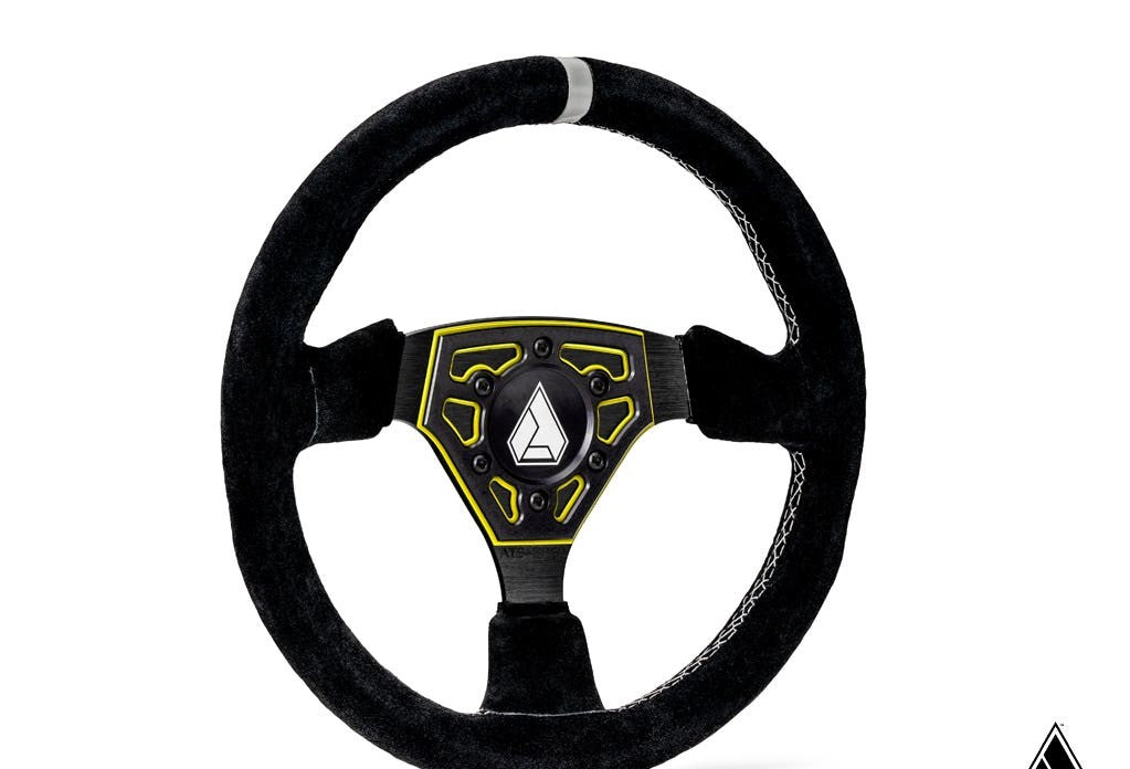 Assault Industries Universal Navigator Suede UTV Steering Wheel - Accent Plate Color - Lime Squeeze