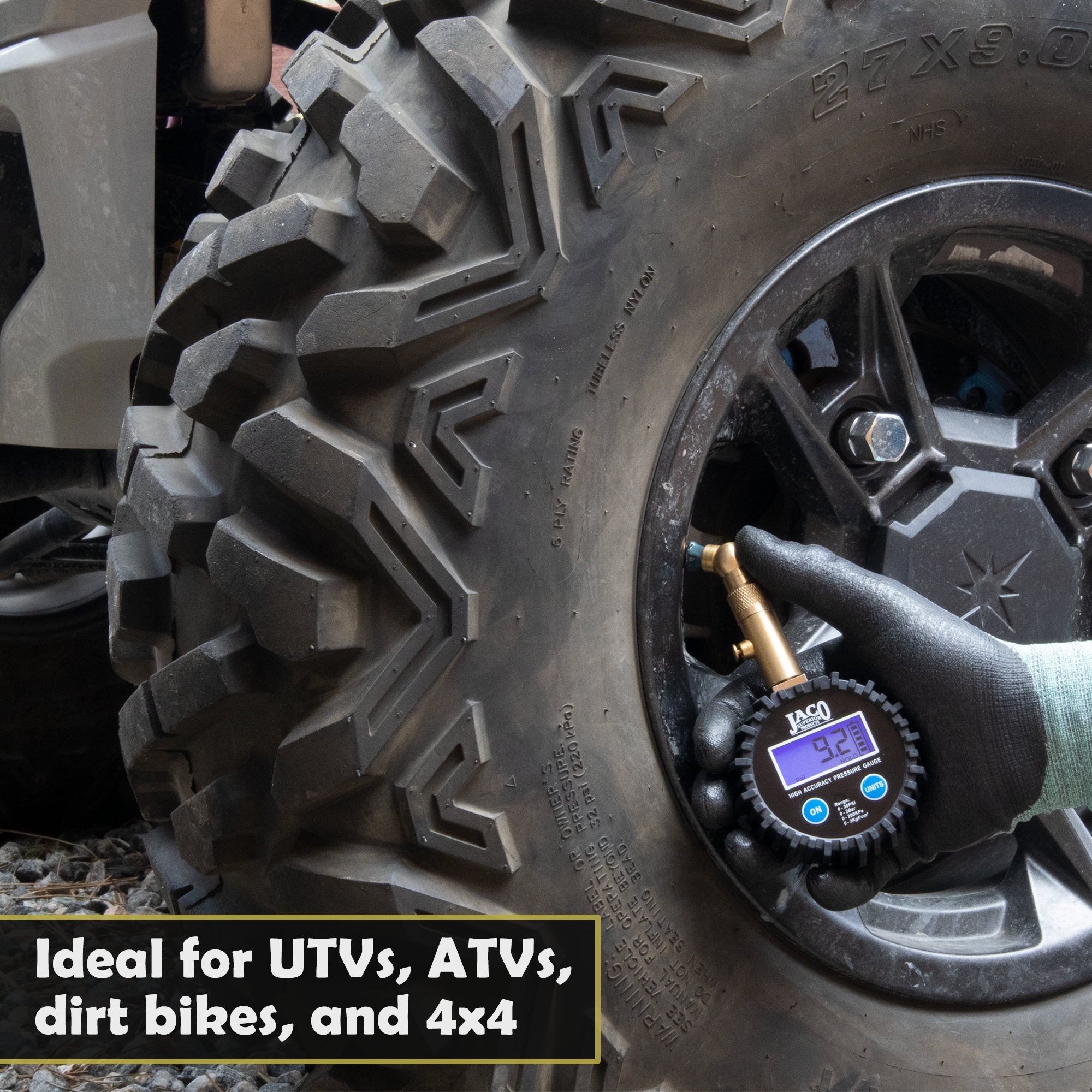 Photo of Elite® Digital Low Pressure Tire Gauge - Professional Accuracy - 30 PSI by JACO - Premium Tire Pressure Gauge for UTVs / Side by Sides