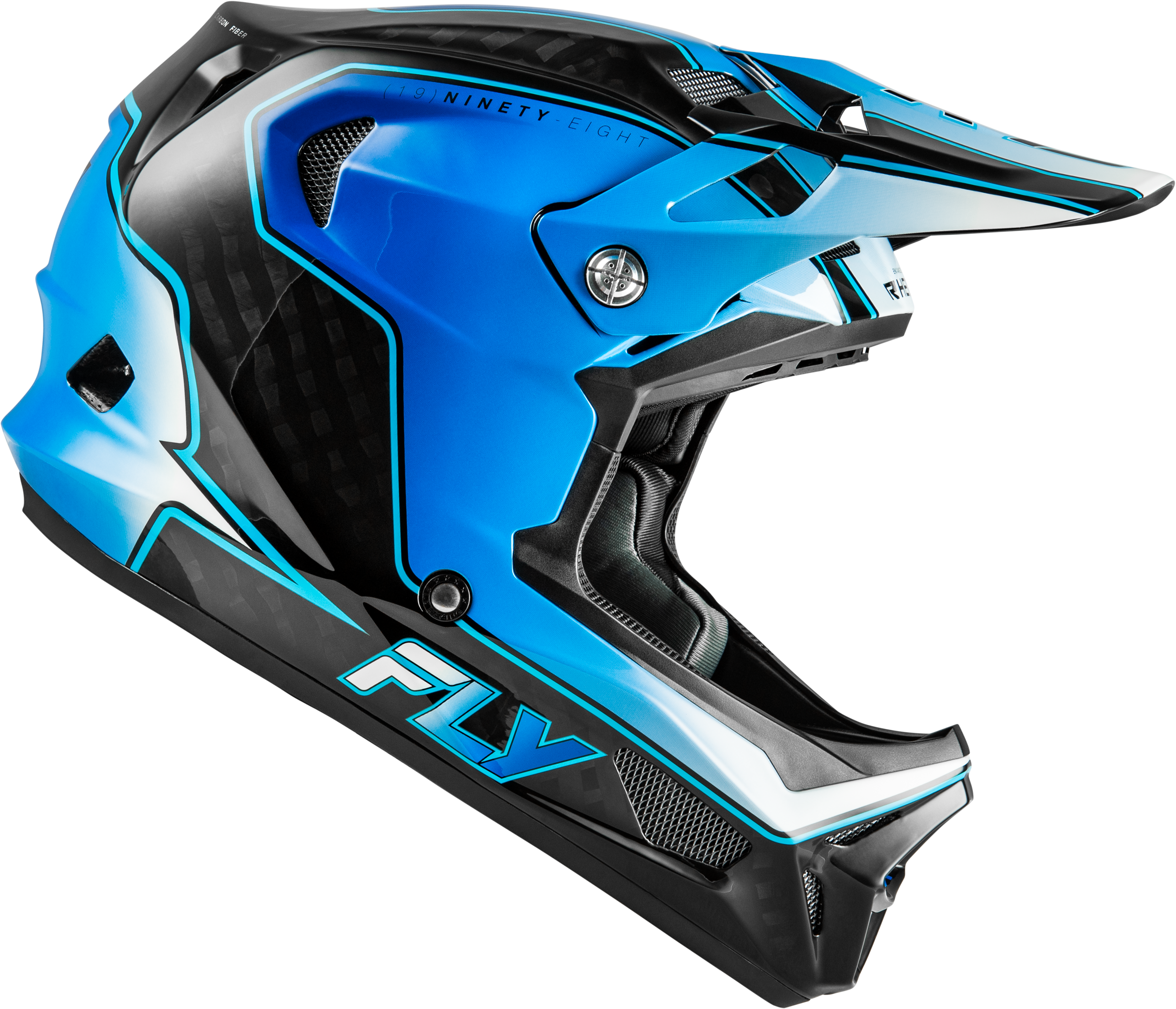 Photo of WERX-R FLOW CARBON HELMET BLACK CARBON/BLUE/WHITE MD by FLY RACING - Premium Helmets for UTVs / Side by Sides