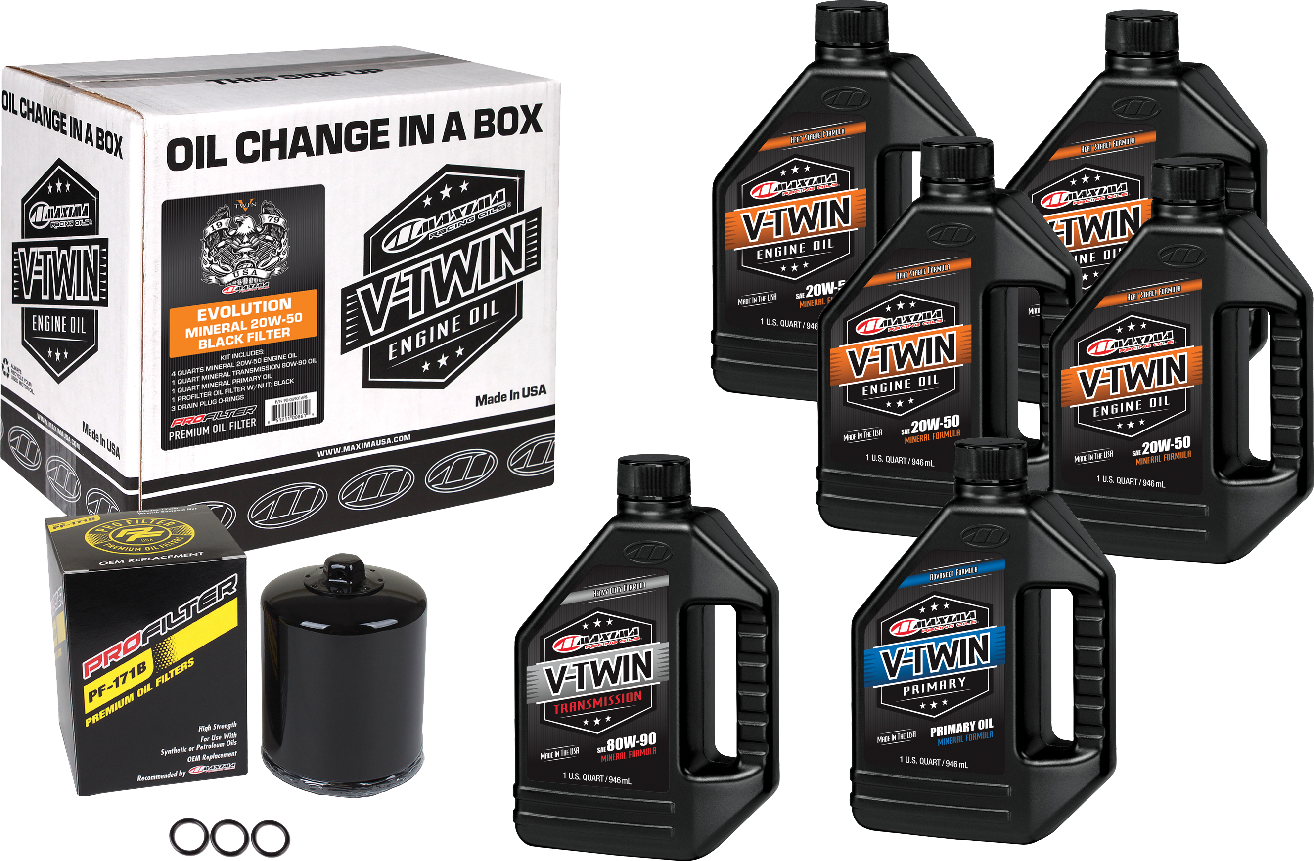 Photo of V-TWIN OIL CHANGE KIT MINERAL EVO BLACK FILER by MAXIMA - Premium Tools for UTVs / Side by Sides