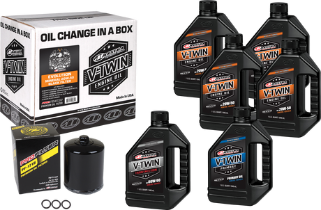 Photo of V-TWIN OIL CHANGE KIT MINERAL EVO BLACK FILER by MAXIMA - Premium Tools for UTVs / Side by Sides